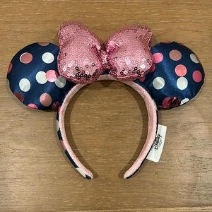 Disney Mickey ears. Satin polka dot ears with sequin bow